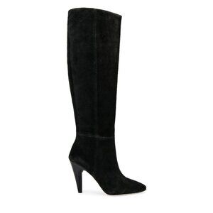 NEW Veronica Beard Suede Leather Knee High Heel Boots Black Sanzi